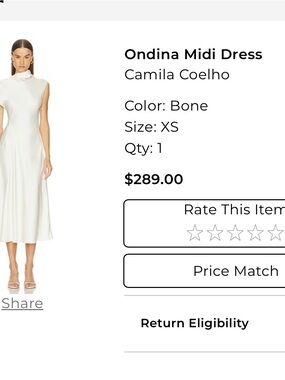 Camila Coelho Ondina Midi Dress in Bone/Ivory